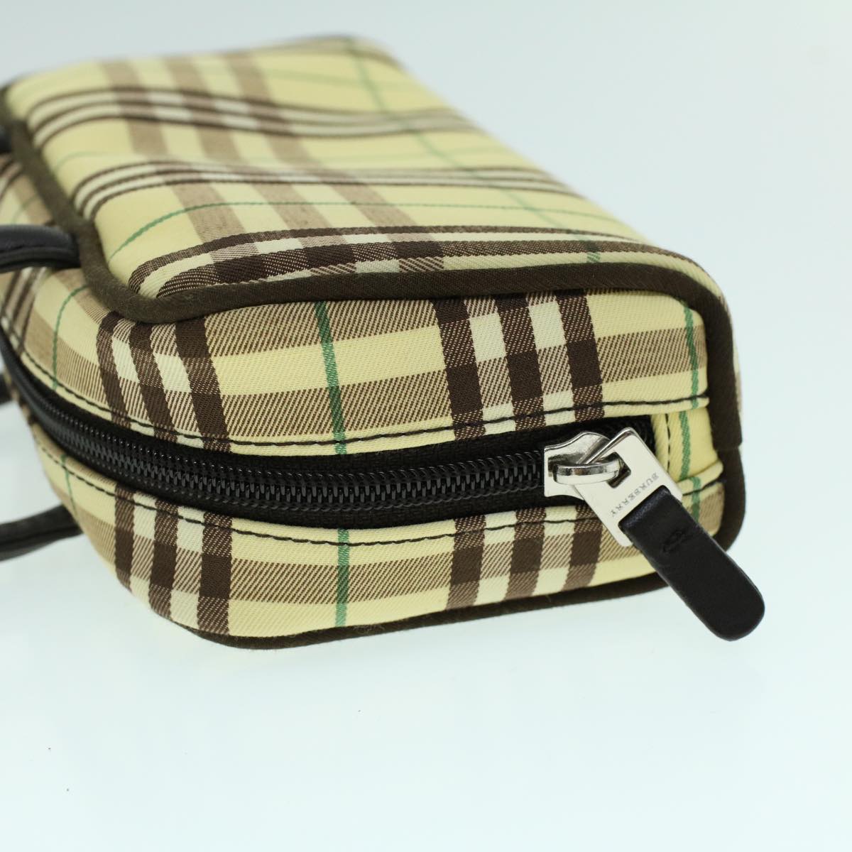 BURBERRY Nova Check Hand Bag Nylon Leather Yellow Brown Auth 53816