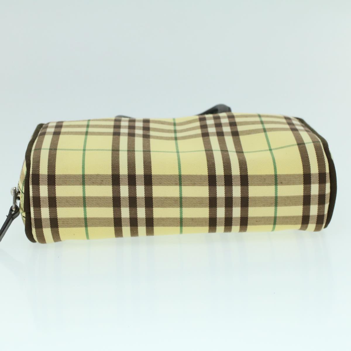 BURBERRY Nova Check Hand Bag Nylon Leather Yellow Brown Auth 53816