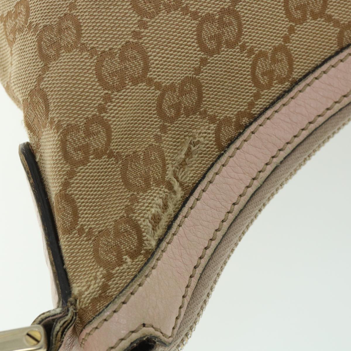 GUCCI GG Canvas Sherry Line Shoulder Bag Beige Light Blue pink 181092 Auth 53844