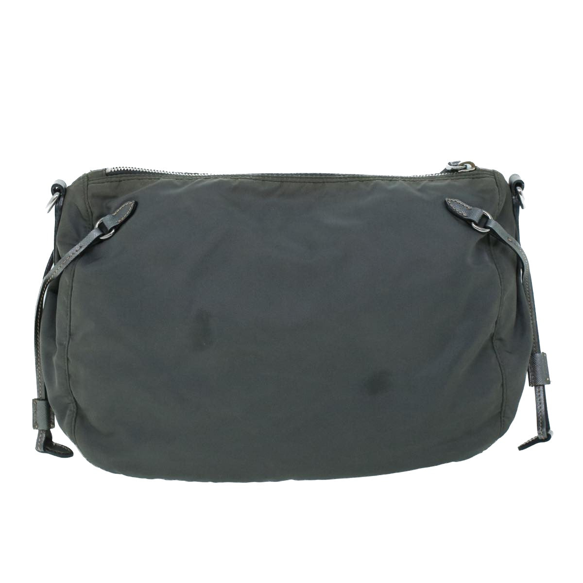 PRADA Shoulder Bag Nylon Leather Gray Auth 53845 - 0