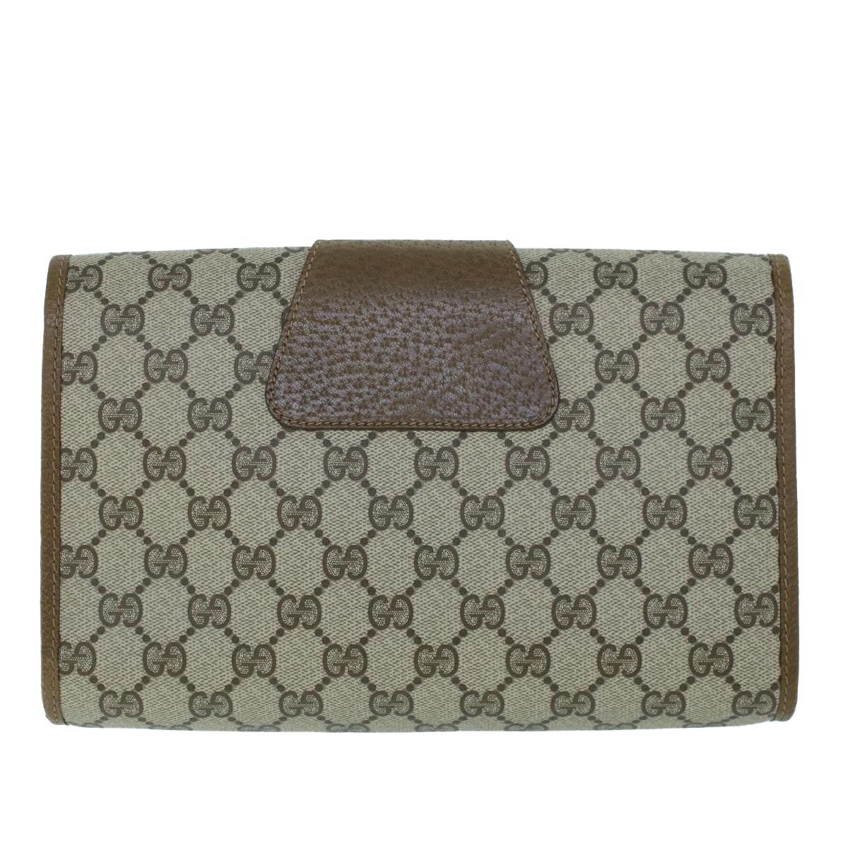 GUCCI GG Canvas Web Sherry Line Clutch Bag PVC Leather Beige Green Auth 54002