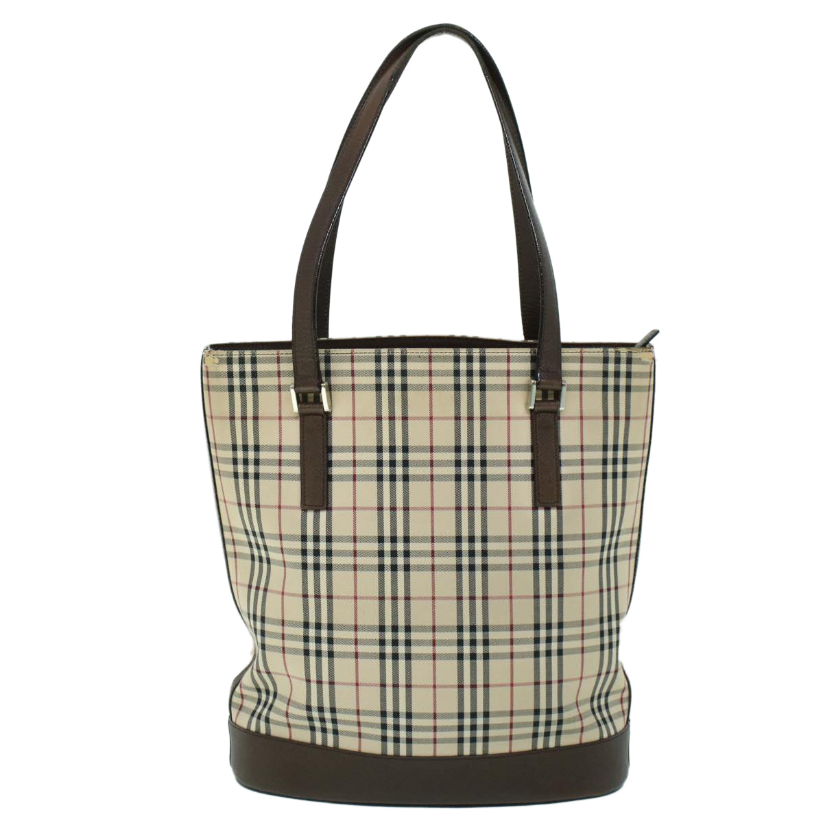 BURBERRY Nova Check Tote Bag Canvas Leather Beige Brown Auth 54025