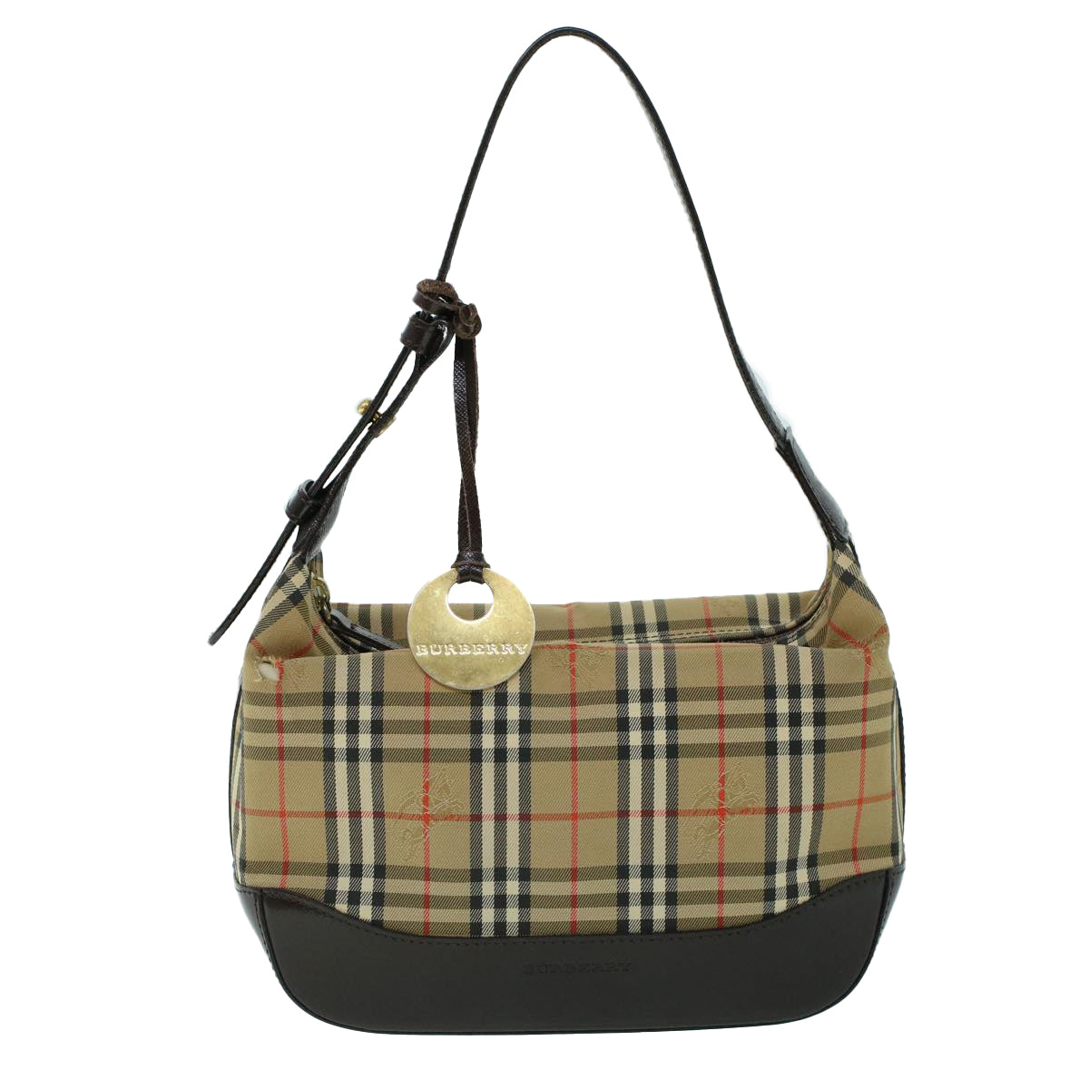 BURBERRY Nova Check Hand Bag Canvas Leather Beige Brown Auth 54027