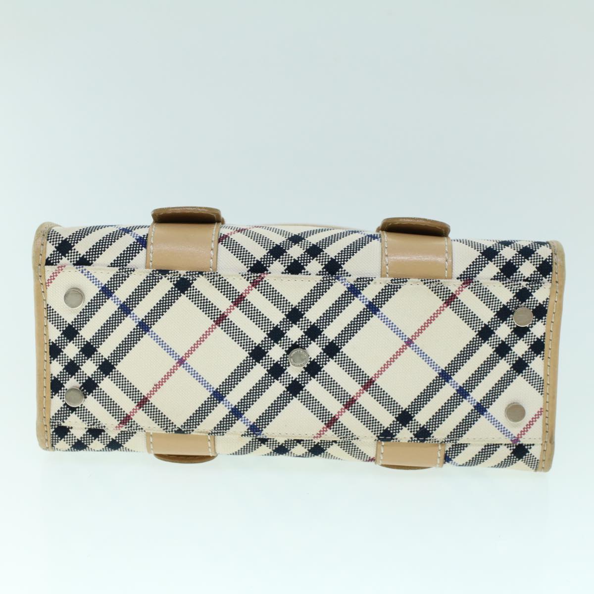 BURBERRY Nova Check Blue Label Hand Bag Canvas Leather Beige Auth 54028