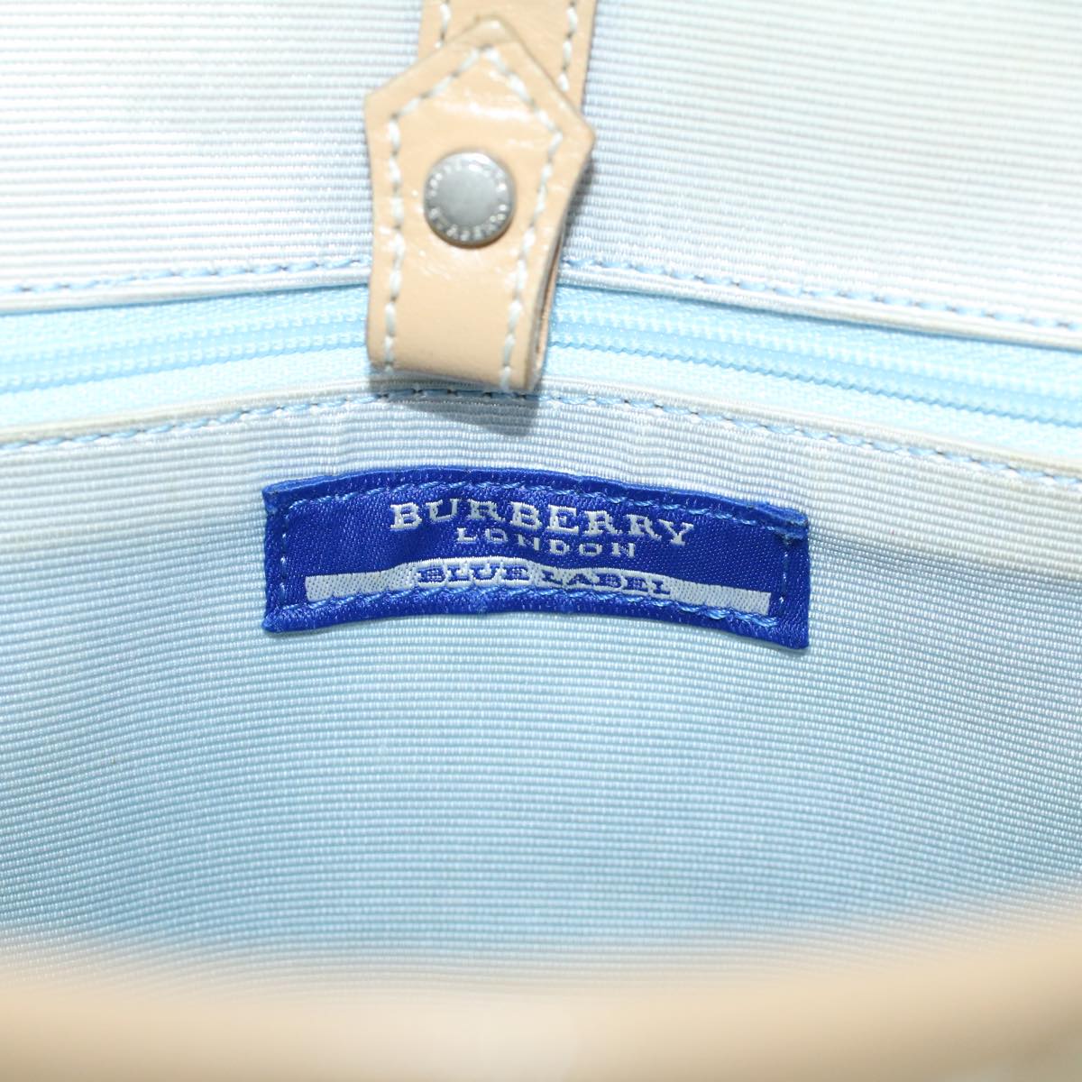 BURBERRY Nova Check Blue Label Hand Bag Canvas Leather Beige Auth 54028