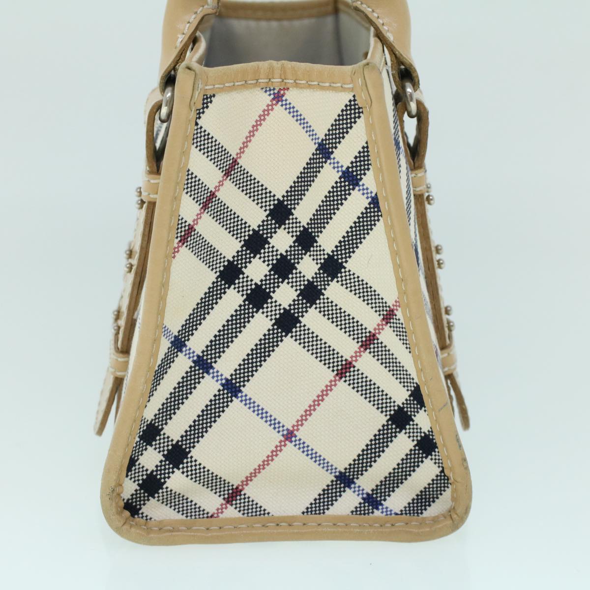 BURBERRY Nova Check Blue Label Hand Bag Canvas Leather Beige Auth 54028