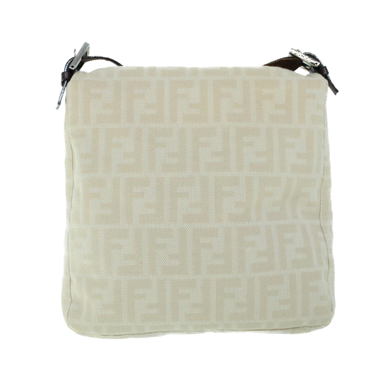 FENDI Mamma Baguette Shoulder Bag Canvas Leather Beige Brown Auth 54030 - 0