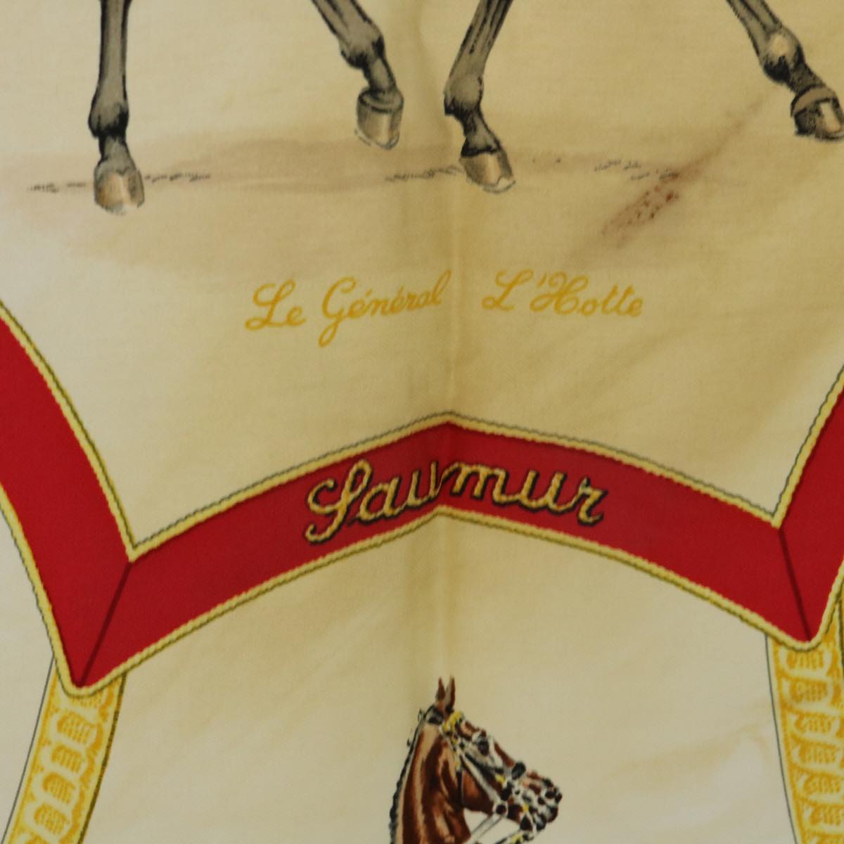 HERMES Carre 90 ECOLE FRANCAISE D'EQUITATION Scarf Silk Navy Red Auth 54054