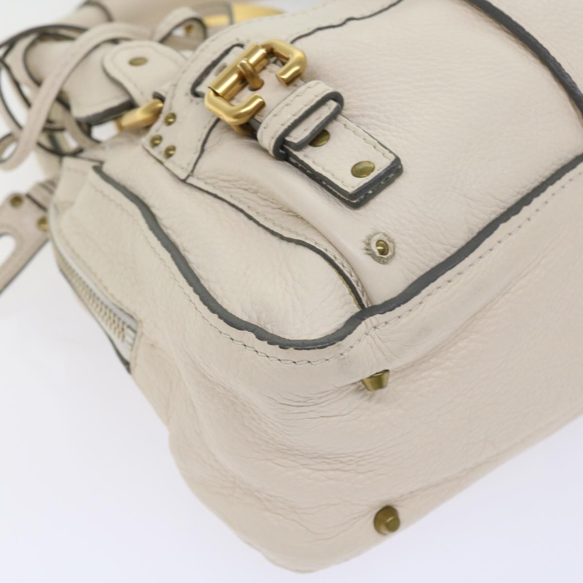 Chloe Paddington Hand Bag Leather White 01-08-53-2 Auth 54104