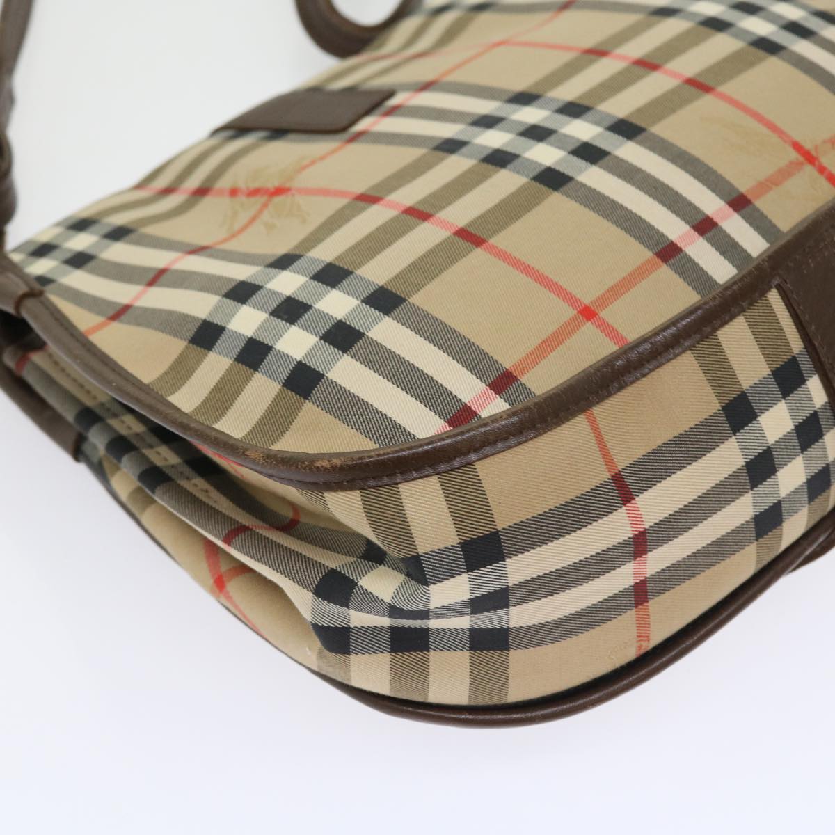 Burberrys Nova Check Shoulder Bag Canvas Leather Beige Brown Auth 54106