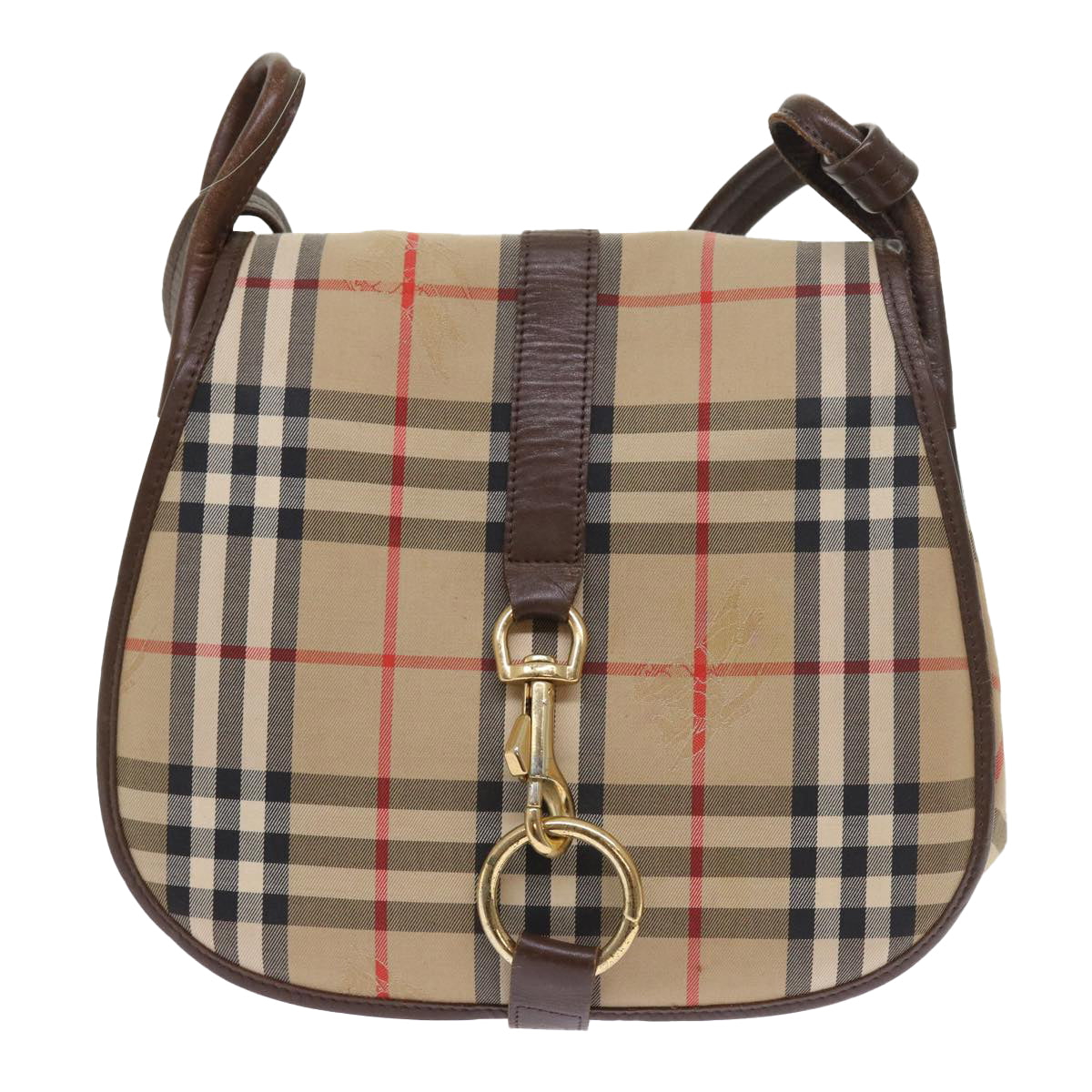 Burberrys Nova Check Shoulder Bag Canvas Leather Beige Brown Auth 54106 - 0