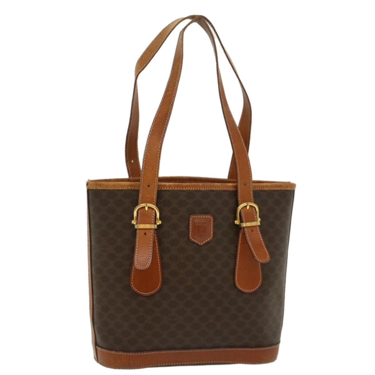 CELINE Macadam Canvas Shoulder Bag PVC Leather Brown Auth 54110