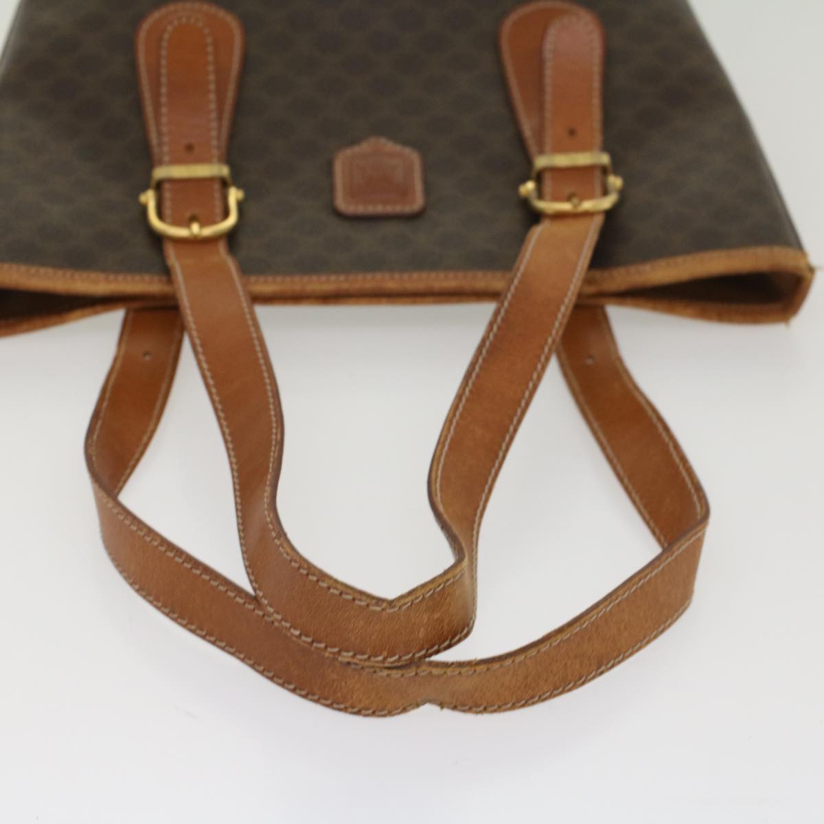 CELINE Macadam Canvas Shoulder Bag PVC Leather Brown Auth 54110