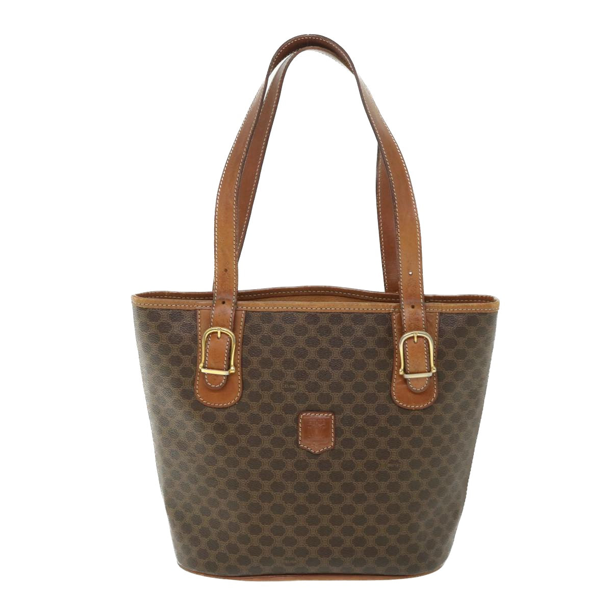 CELINE Macadam Canvas Shoulder Bag PVC Leather Brown Auth 54111 - 0