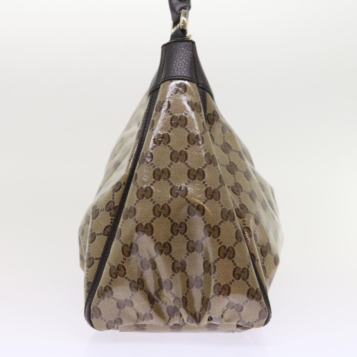 GUCCI GG Crystal Shoulder Bag Leather Beige 327786 Auth 54114