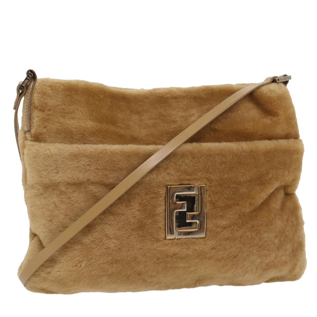 FENDI Shoulder Bag fur Brown Auth 54120