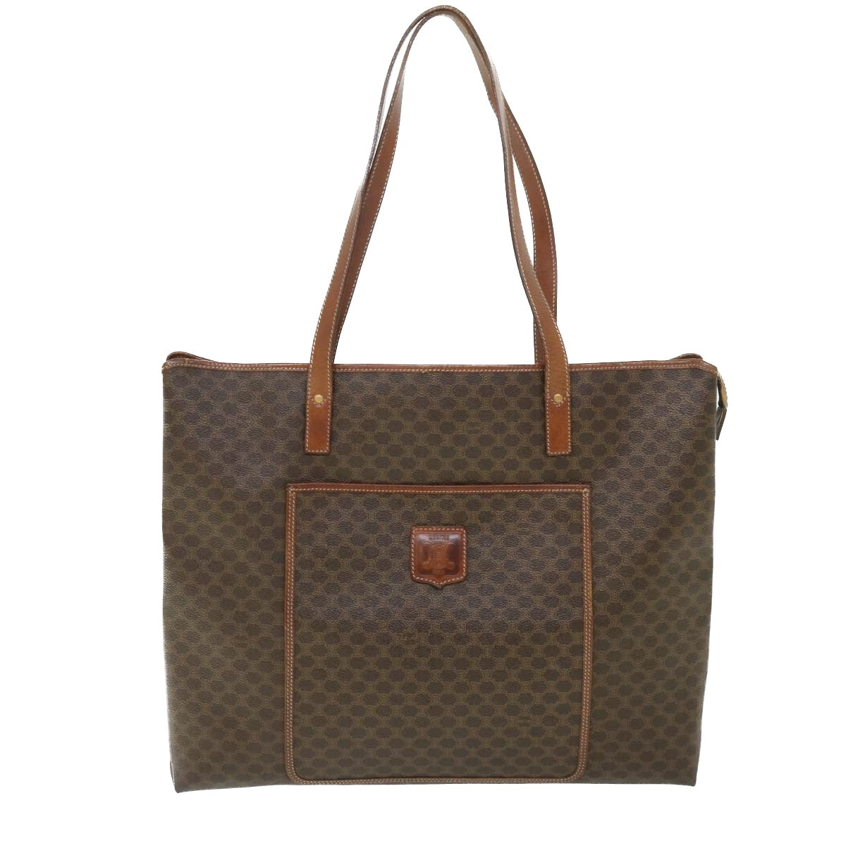 CELINE Macadam Canvas Shoulder Bag PVC Leather Brown Auth 54121 - 0