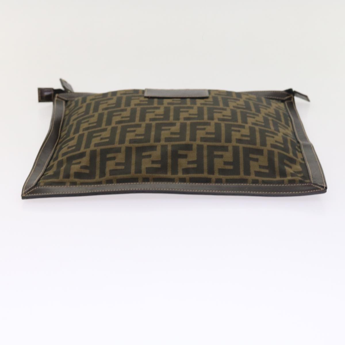 FENDI Zucca Canvas Pouch Black Brown Auth 54125