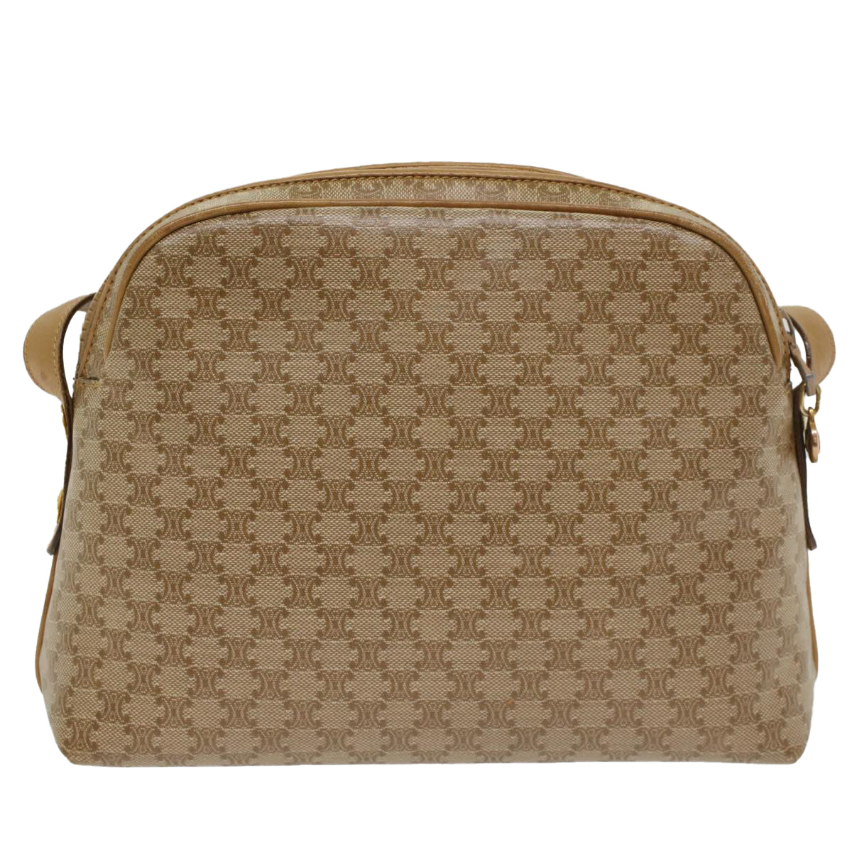 CELINE Macadam Canvas Shoulder Bag Beige Auth 54135