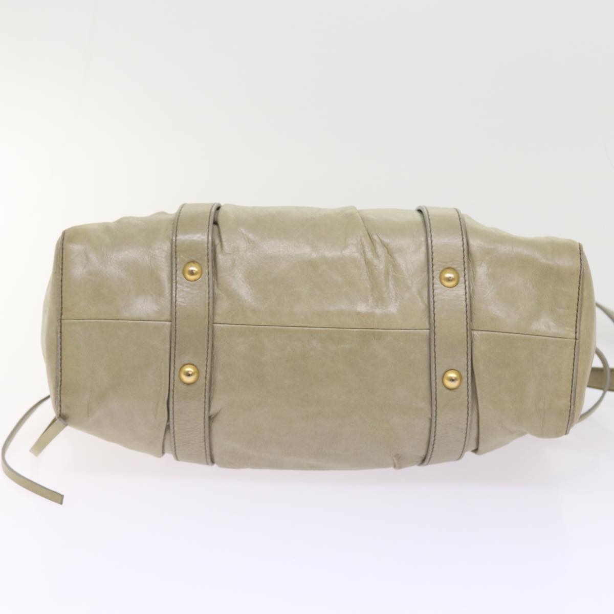 Miu Miu Hand Bag Leather 2way Khaki Auth 54136