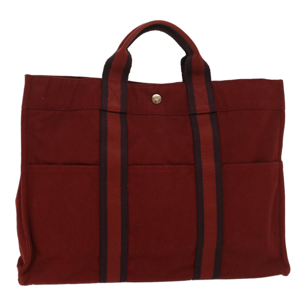 HERMES Fourre ToutMM Hand Bag Canvas Red Auth 54139