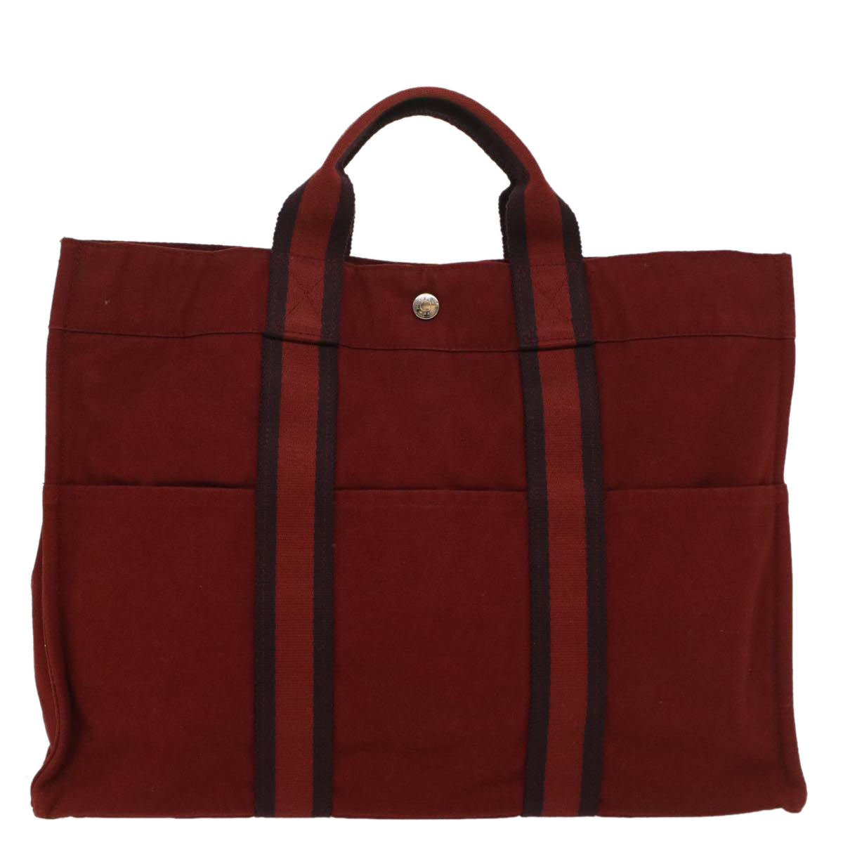 HERMES Fourre ToutMM Hand Bag Canvas Red Auth 54139 - 0