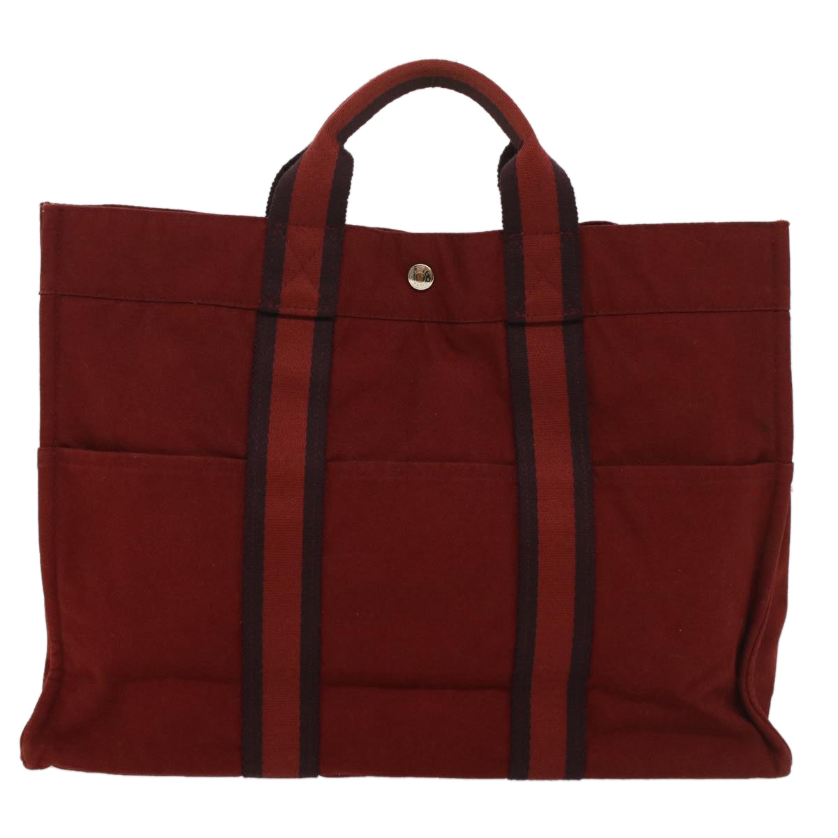 HERMES Fourre ToutMM Hand Bag Canvas Red Auth 54139