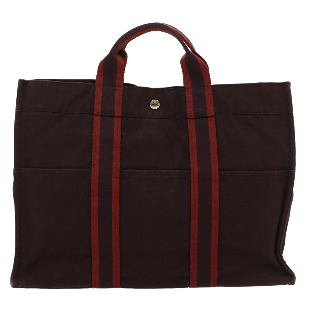 HERMES Fourre ToutMM Hand Bag Canvas Wine Red Auth 54140 - 0