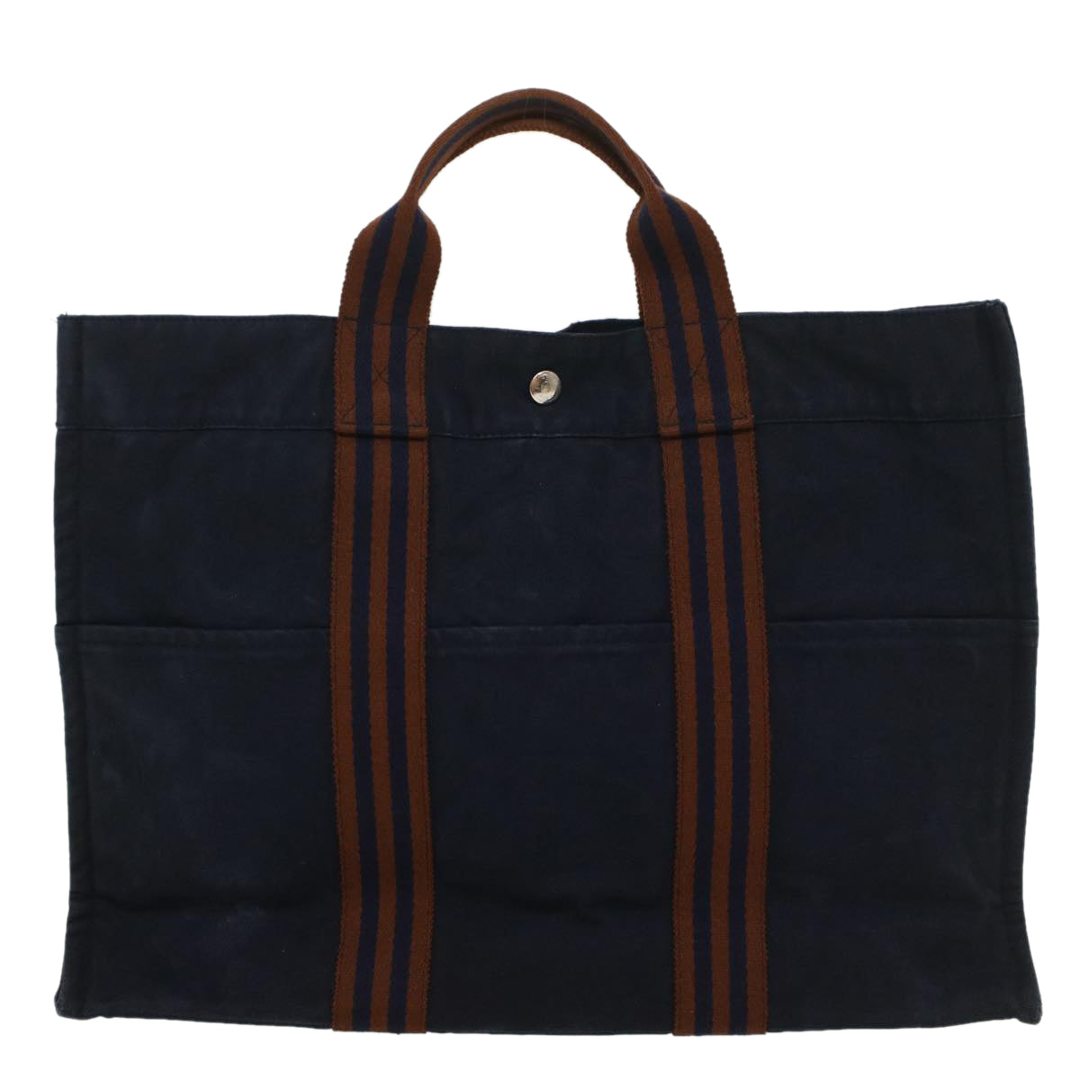 HERMES Fourre ToutMM Hand Bag Canvas Navy Auth 54141 - 0