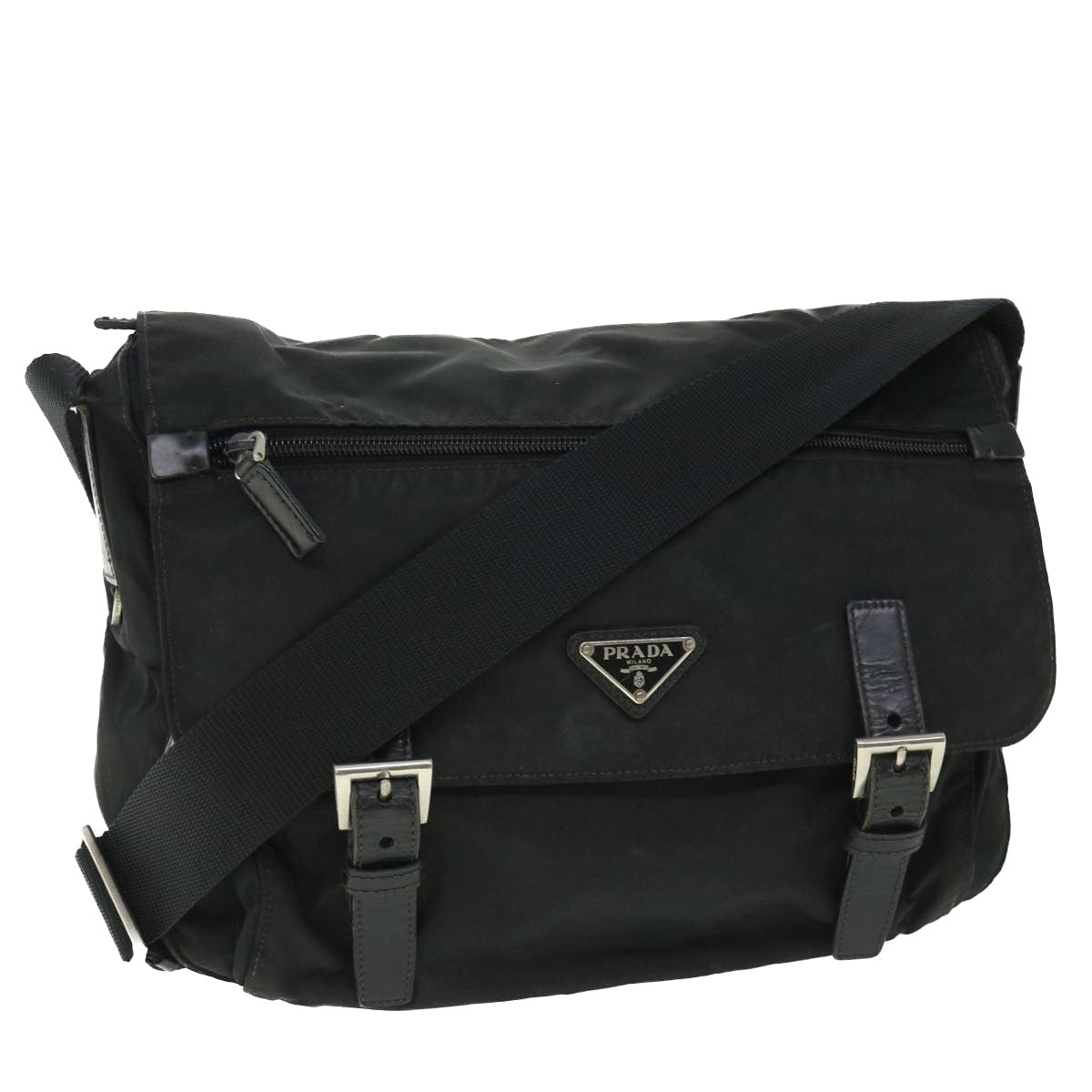 PRADA Shoulder Bag Nylon Black Auth 54157