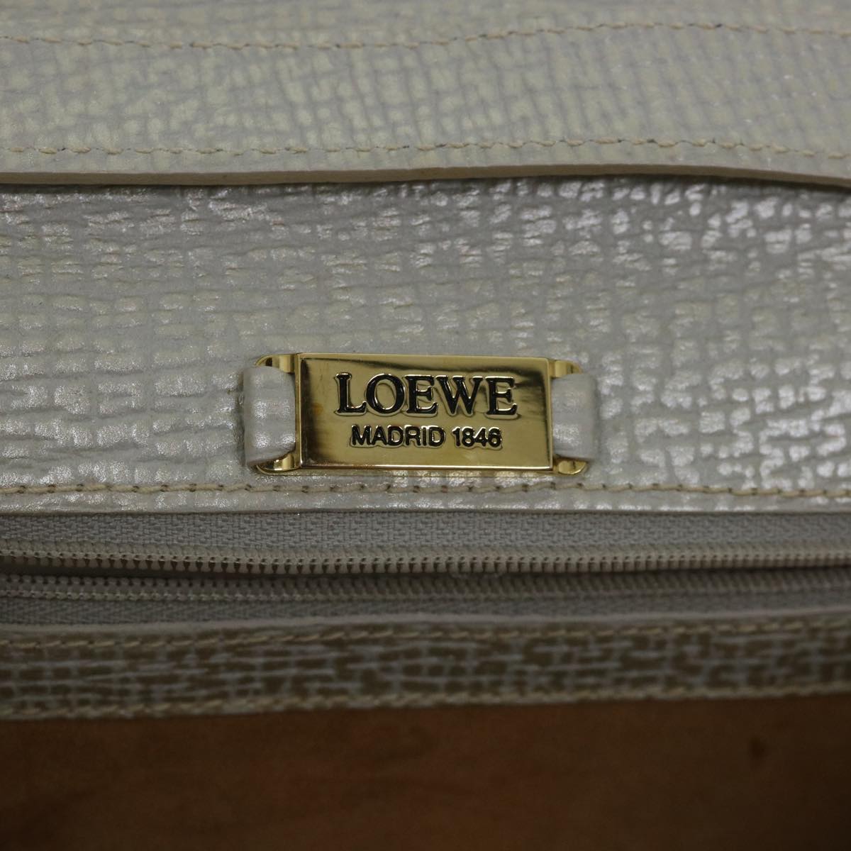 LOEWE Barcelona Hand Bag Leather 2way Silver Tone Auth 54183