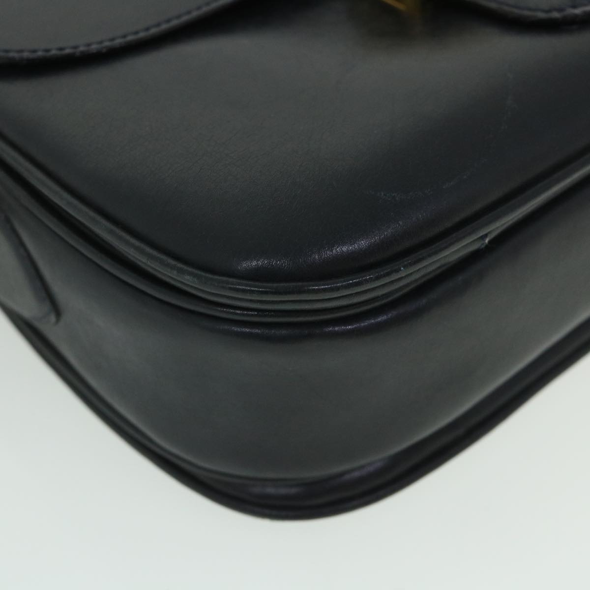 CELINE Shoulder Bag Leather Black Auth 54184