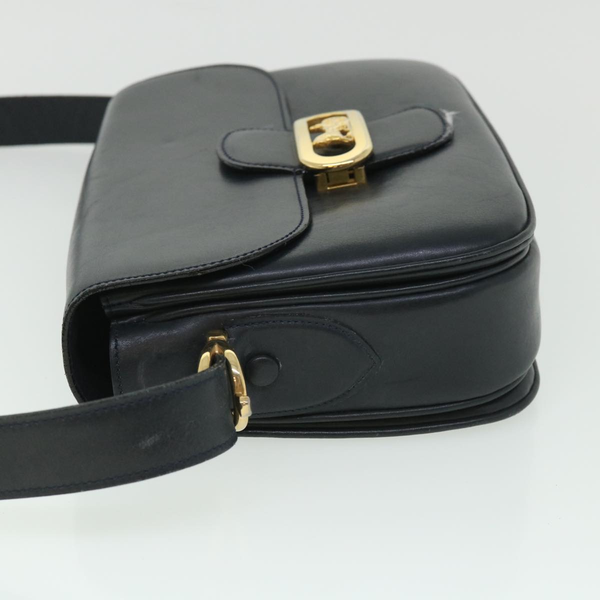 CELINE Shoulder Bag Leather Black Auth 54184