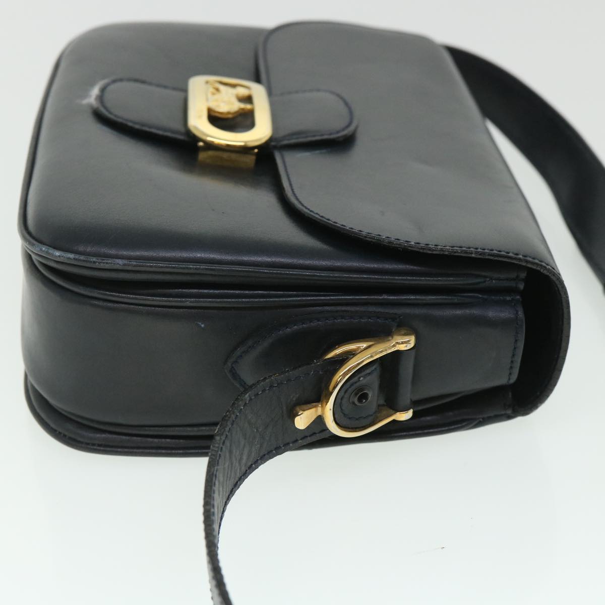 CELINE Shoulder Bag Leather Black Auth 54184