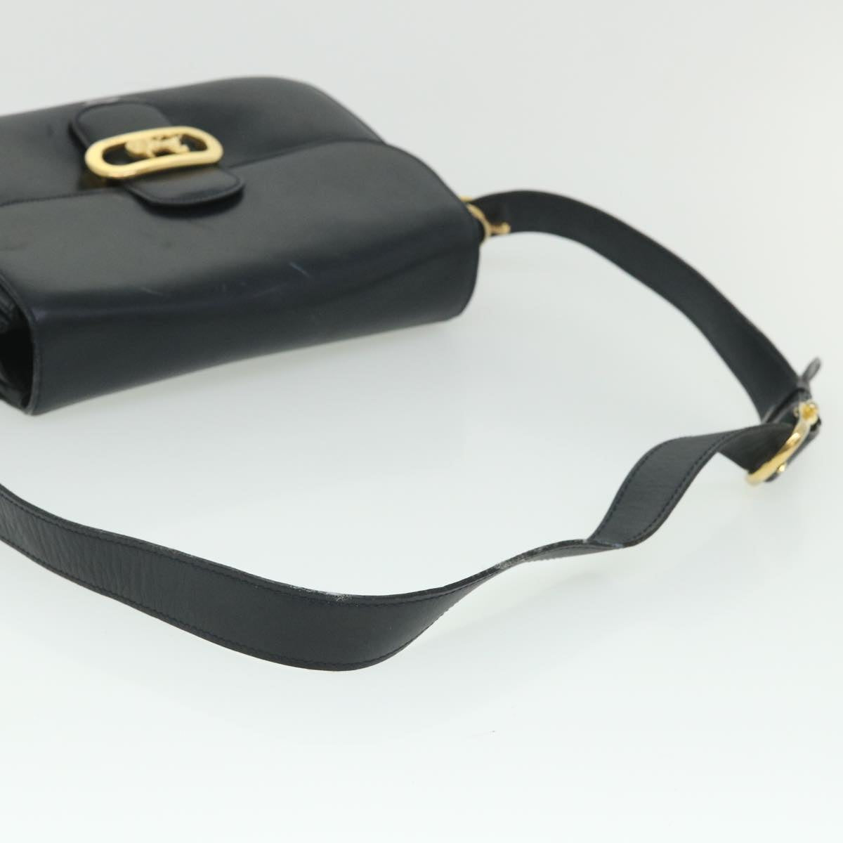 CELINE Shoulder Bag Leather Black Auth 54184