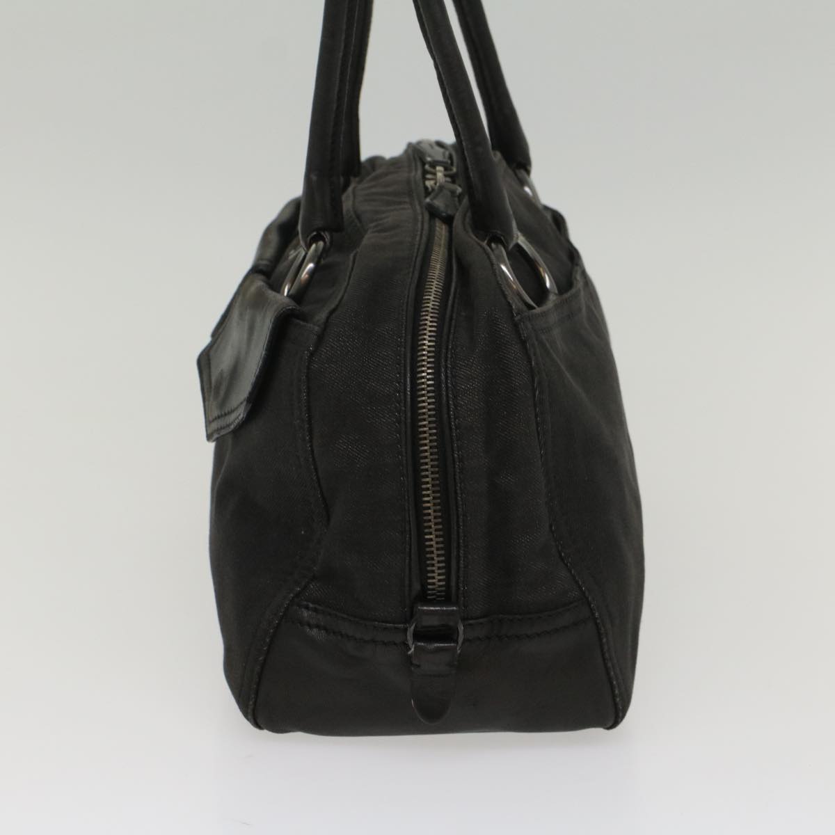 PRADA Hand Bag Canvas Black Auth 54187