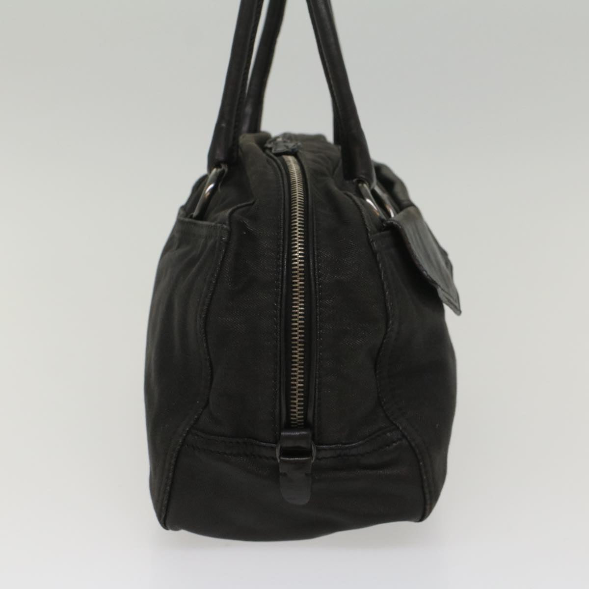 PRADA Hand Bag Canvas Black Auth 54187