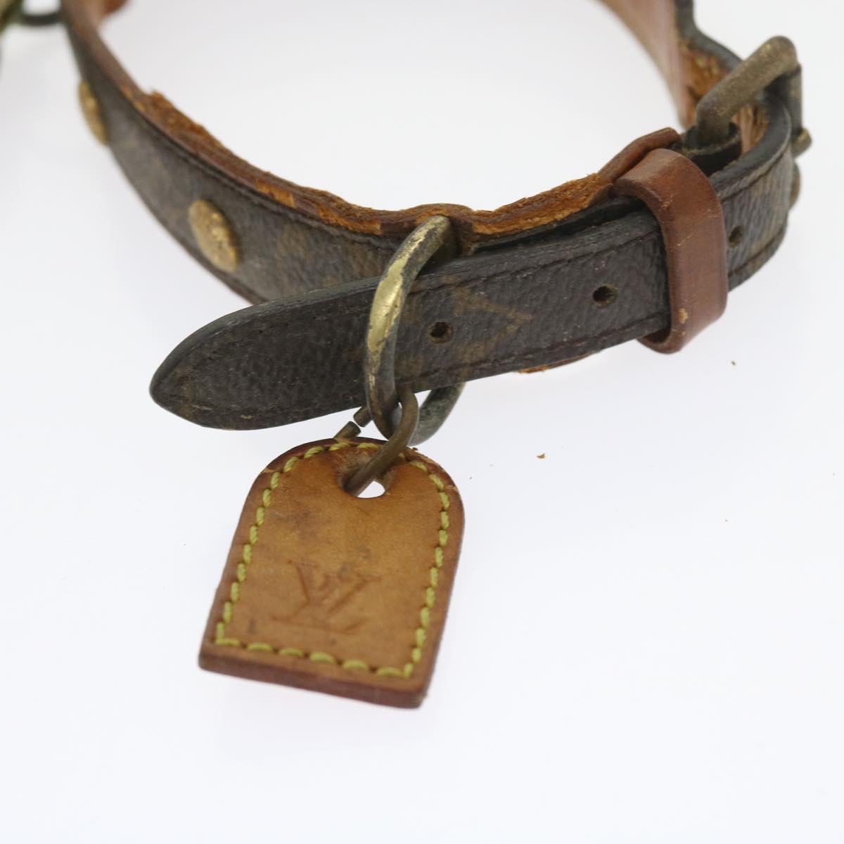 LOUIS VUITTON Monogram Less Baxter MM Collier Baxter Dog Leash 2Set Auth 54225