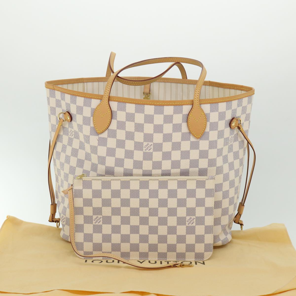 LOUIS VUITTON Damier Azur Neverfull MM Tote Bag N41605 LV Auth 54291A