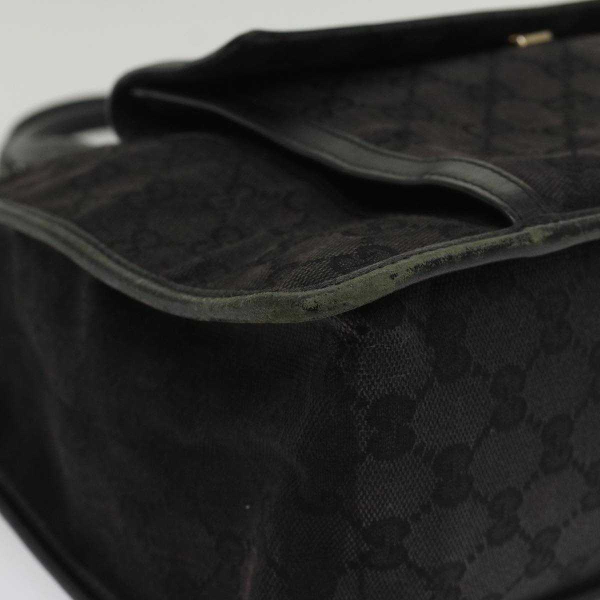 GUCCI GG Canvas Hand Bag Leather Black 000 0854 001013 Auth 54325