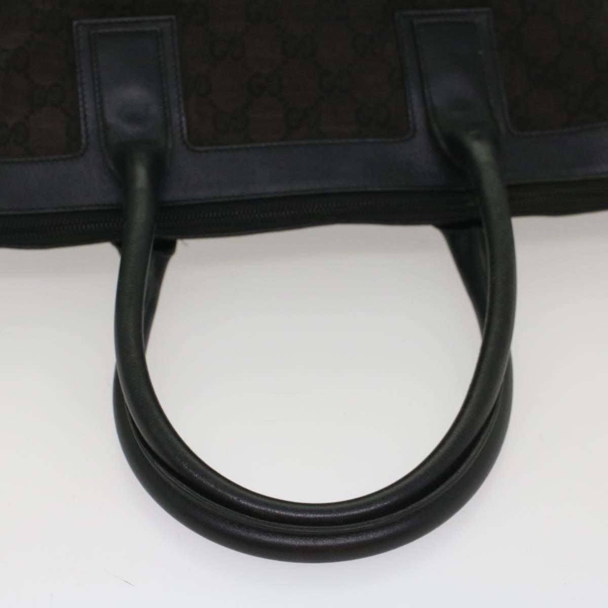 GUCCI GG Canvas Hand Bag Leather Black 000 0854 001013 Auth 54325