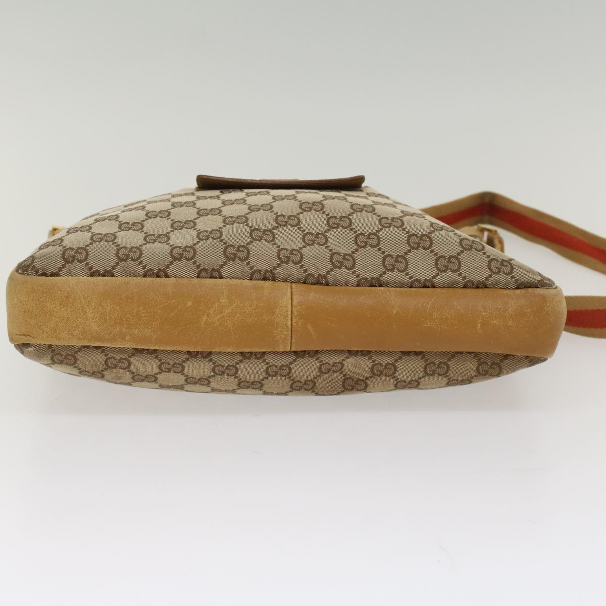 GUCCI GG Canvas Sherry Line Shoulder Bag Beige Red 001 4094 002113 Auth 54327