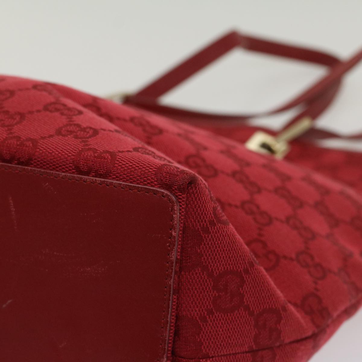 GUCCI GG Canvas Tote Bag Red 002 1098 3444 Auth 54328