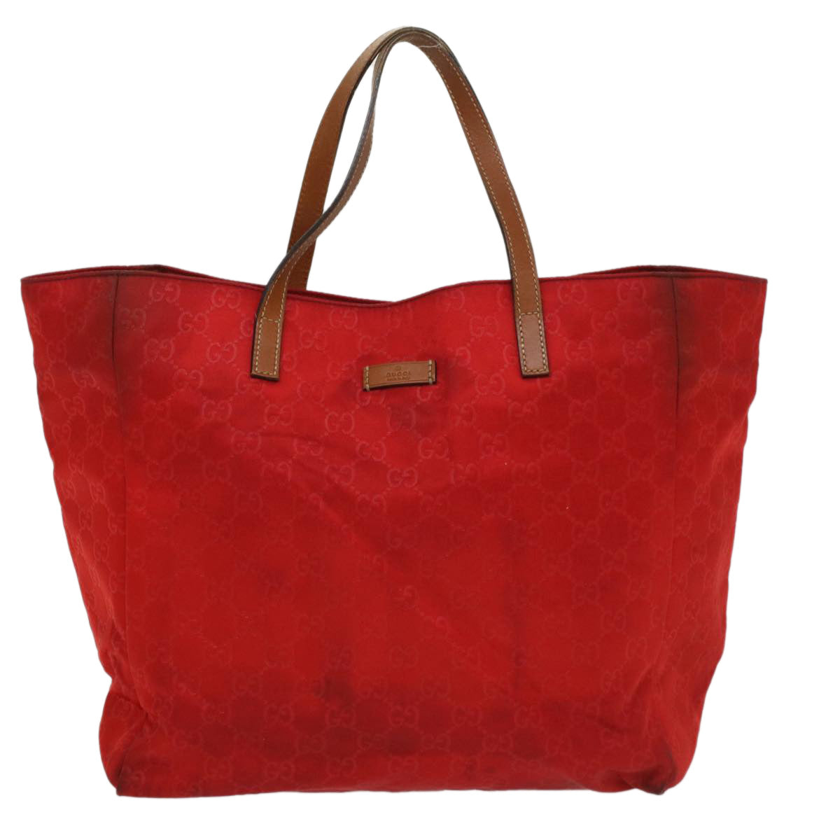 GUCCI GG Canvas Tote Bag Red 282439 Auth 54331