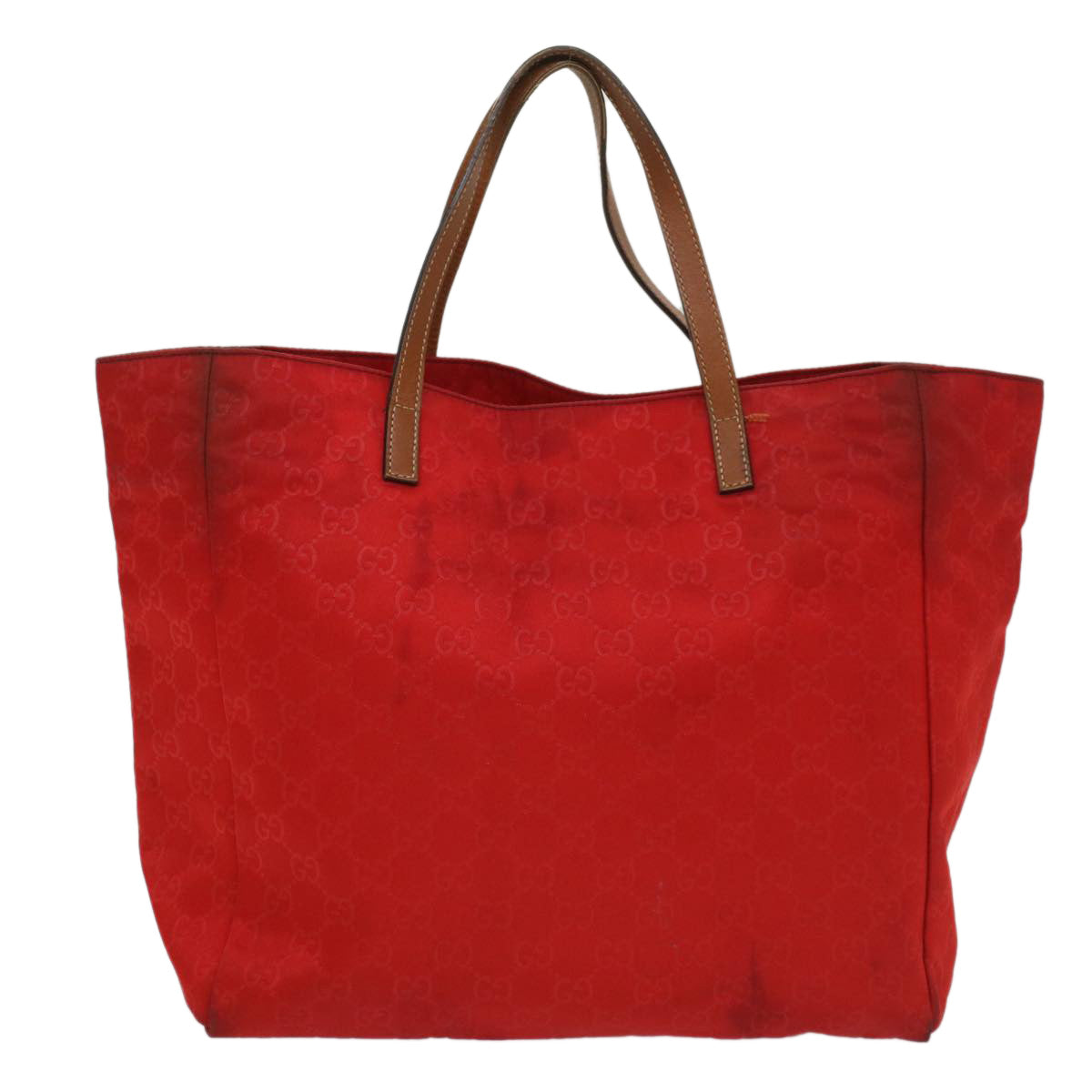 GUCCI GG Canvas Tote Bag Red 282439 Auth 54331