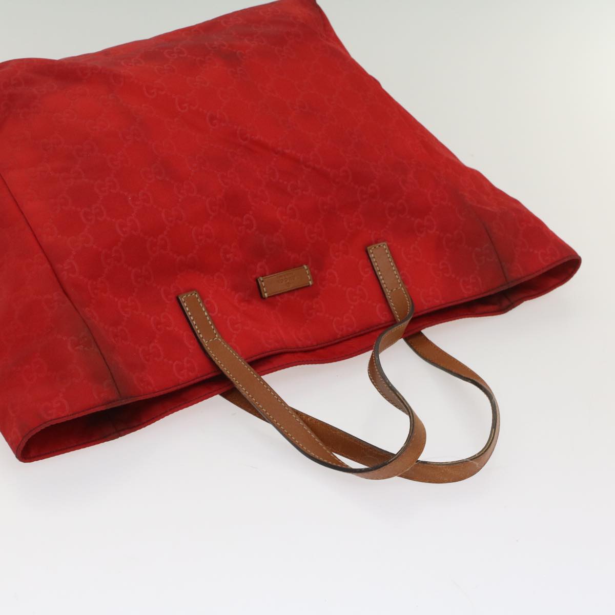 GUCCI GG Canvas Tote Bag Red 282439 Auth 54331