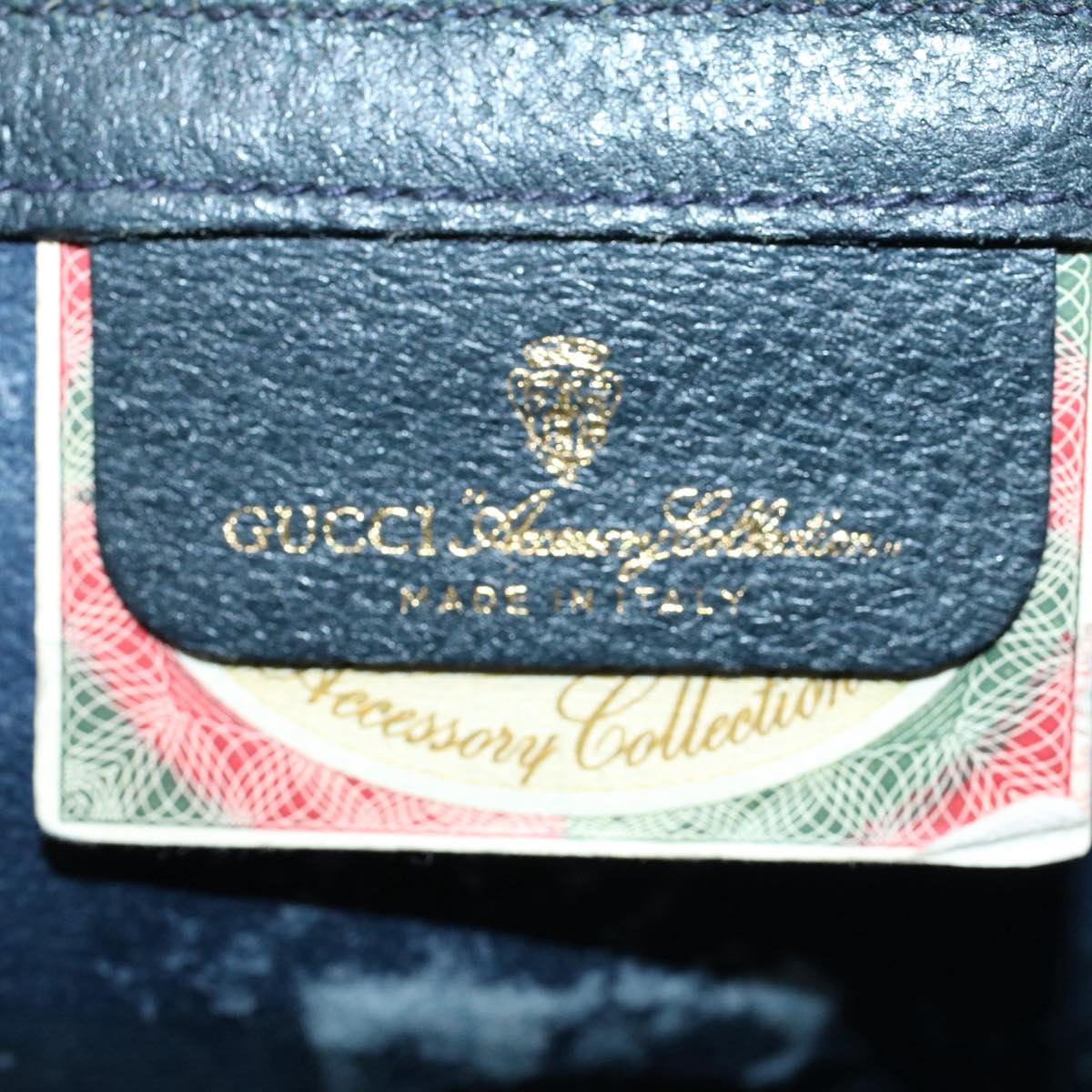 GUCCI GG Supreme Web Sherry Line Clutch Bag Navy Red Auth 54338