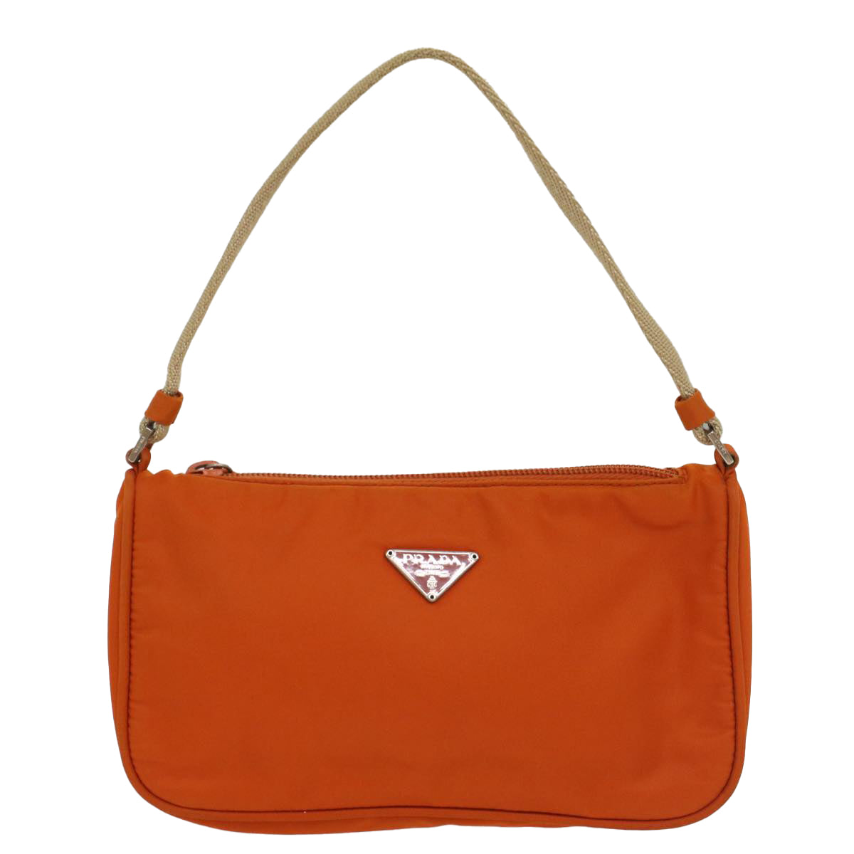 PRADA Accessory Pouch Nylon Orange Beige Auth 54341 - 0