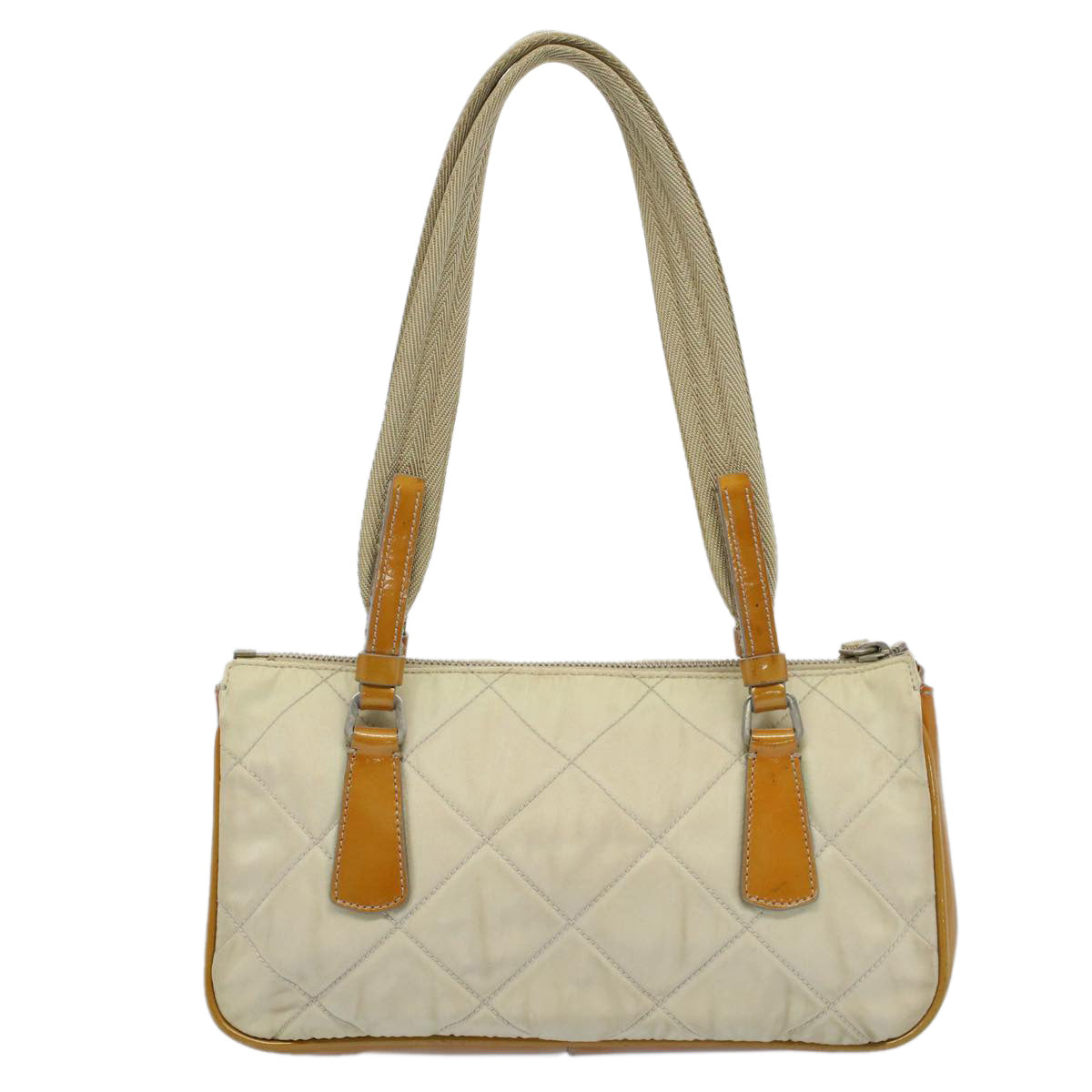 PRADA Shoulder Bag Nylon Beige Auth 54344