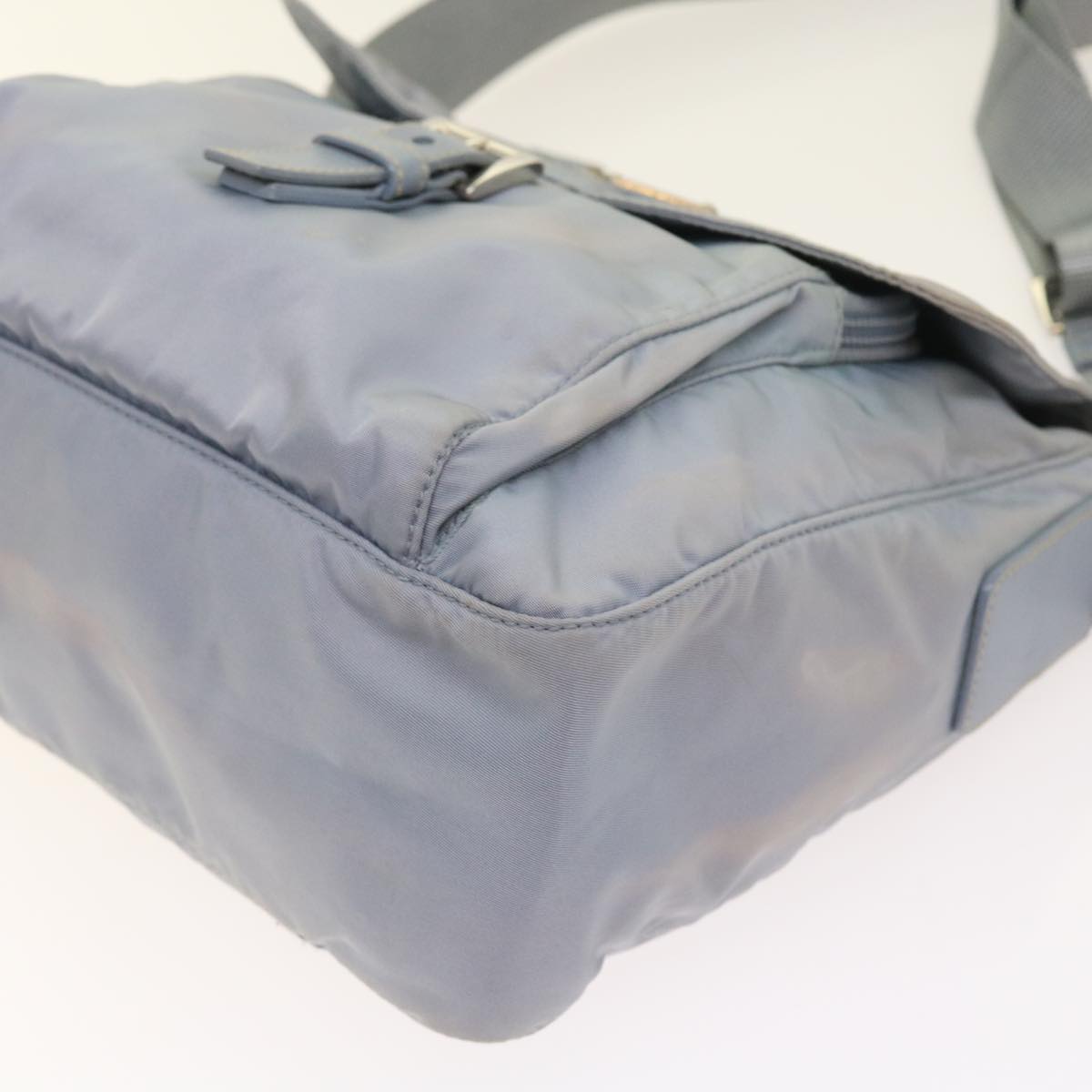 PRADA Shoulder Bag Nylon Leather Light Blue Auth 54345